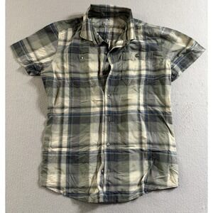 KÜHL BORN IN THE MOUNTAINS Men's Shirt Size Small Nylon Tapered Fit Plaid Green